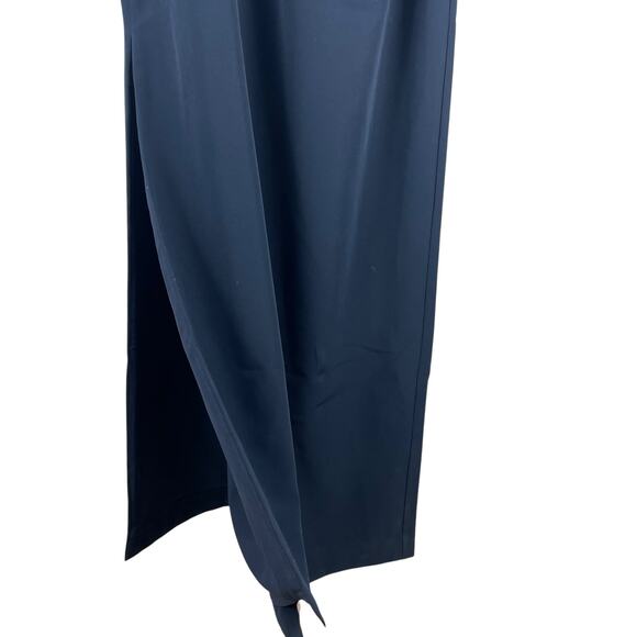 Kay Unger Garbo Gathered Column Gown Short Sleeve Carbon Blue Size 8 - Picture 9 of 14